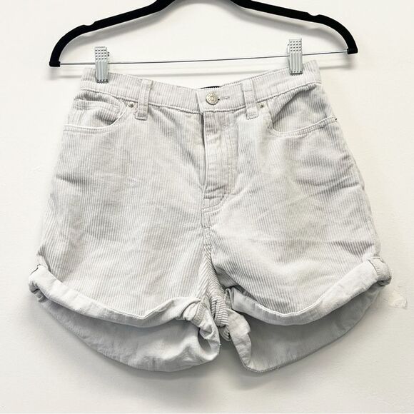 BDG Urban Outfitters Corduroy High-Rise Cuff Shorts Light Grey SZ 26 Y2K Vintage - Picture 1 of 8